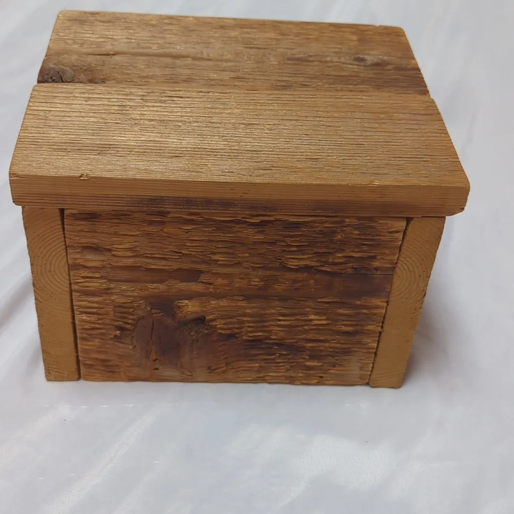 Hand Crafted Solid Wood Lidded 3D Floral Rustic Cottage Storage or Wedding Box